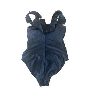 Women's Black Kona Sol One Piece Swimsuit Size Large Ruffles